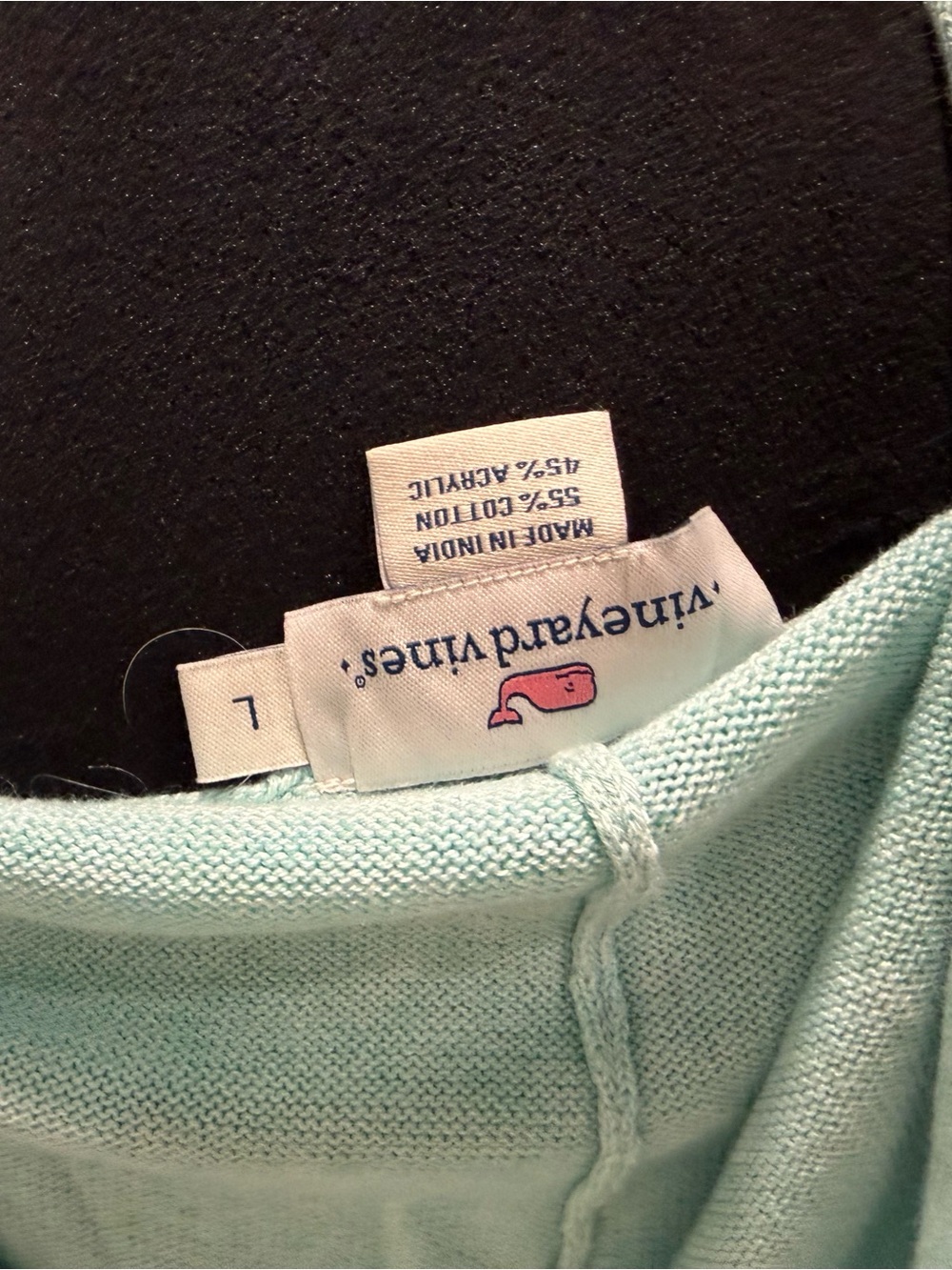 Vineyard Vines Mint Aqua Knit Pullover with Pink Whale Logo - Picture 2 of 3